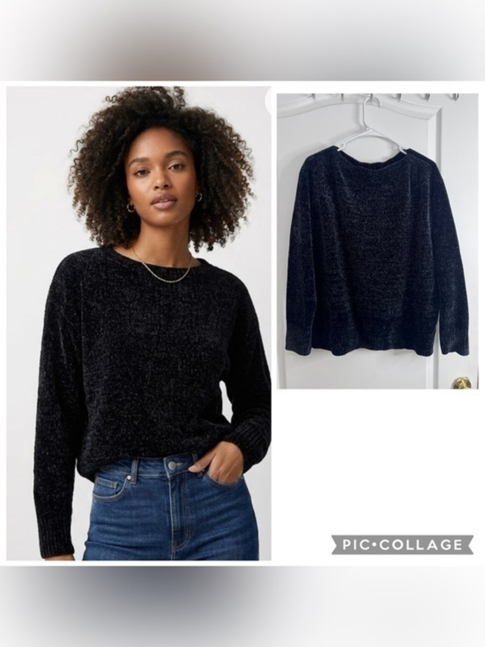 Tommy Bahama Black Chenille Crewneck Sweater size L